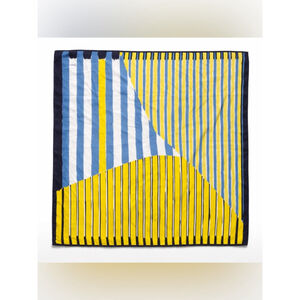Echo Abstract Stripe Scarf Blue Yellow Silk Blend Square Scarf